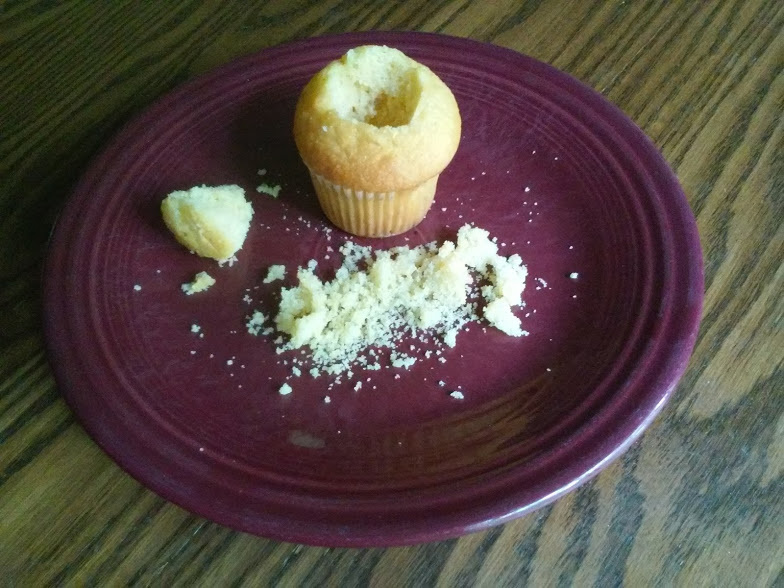 Corn muffin with center cut out